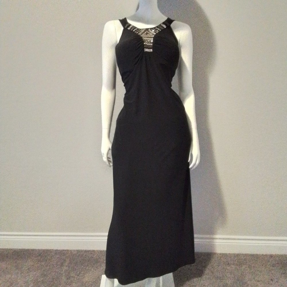 BRAND NEW Black Sleeveless Stud Trim Maxi Dress